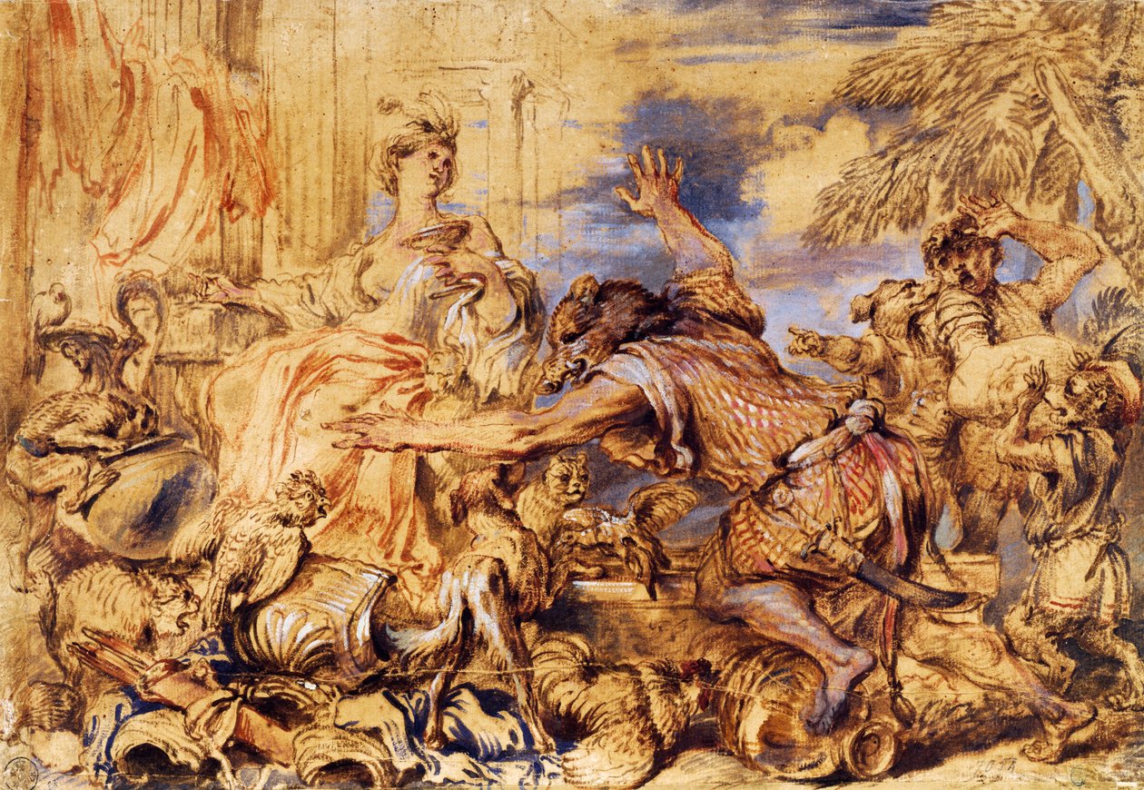 Circe transformando companheiros de Ulisses em bestas de Giovanni Benedetto Castiglione