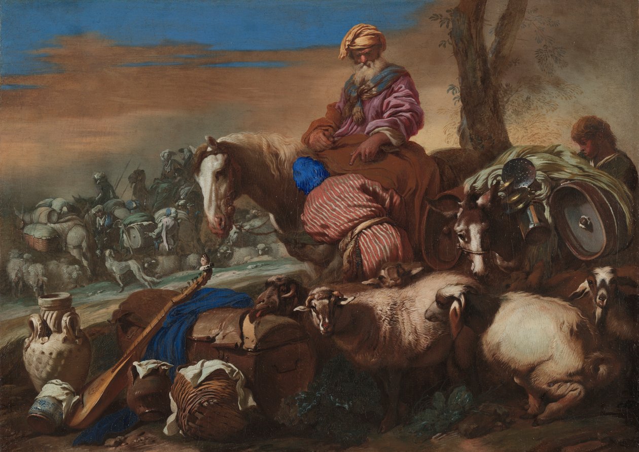 O Juramento do Servo de Abraão, c.1650-59 (óleo sobre tela) de Giovanni Benedetto (1609 64) Castiglione
