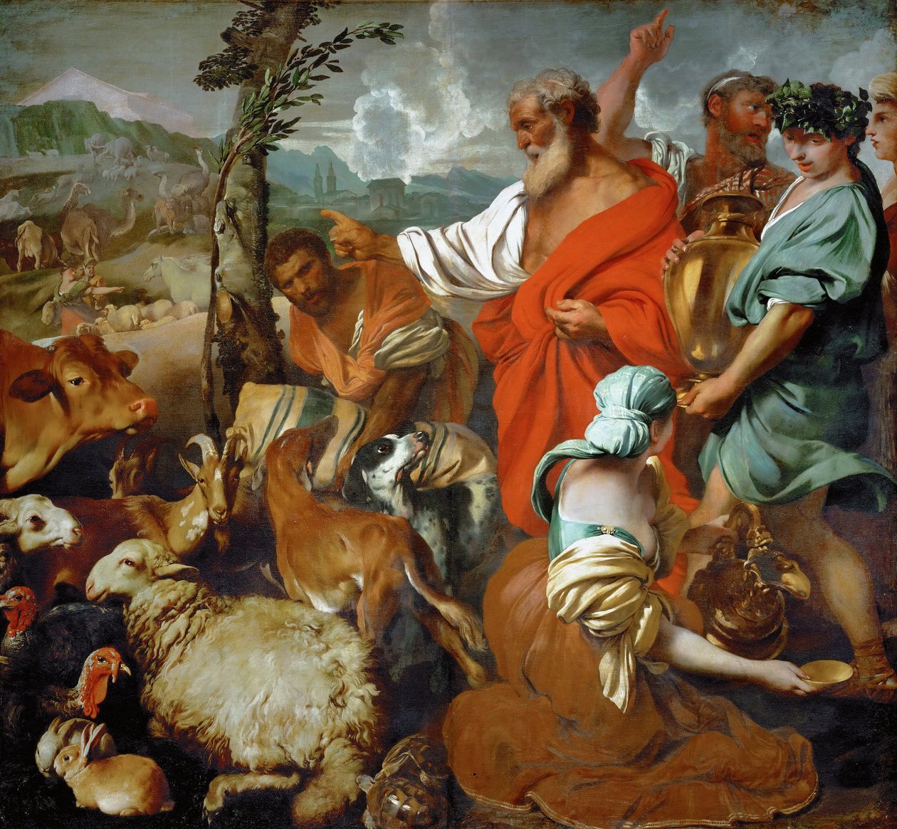 Arche de Noe - Barroco : A Arca de Noé de Animais por Castiglione, Giovanni Benedetto (1610-1665), Segunda Metade do 17º cen... Óleo sobre tela, 200x217,5. Museu de História de Arte, Vienne de Giovanni Benedetto Castiglione