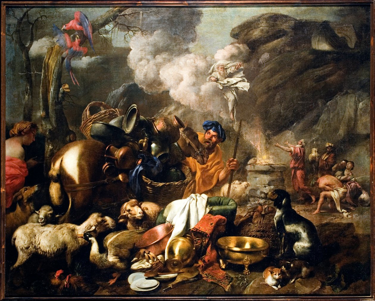 O Sacrifício de Noé após o Dilúvio Pintura de Giovanni Benedetto Castiglione dit il Grechetto (1610-1665) Genes do século XVII, Musei di Strada Nuova de Giovanni Benedetto Castiglione