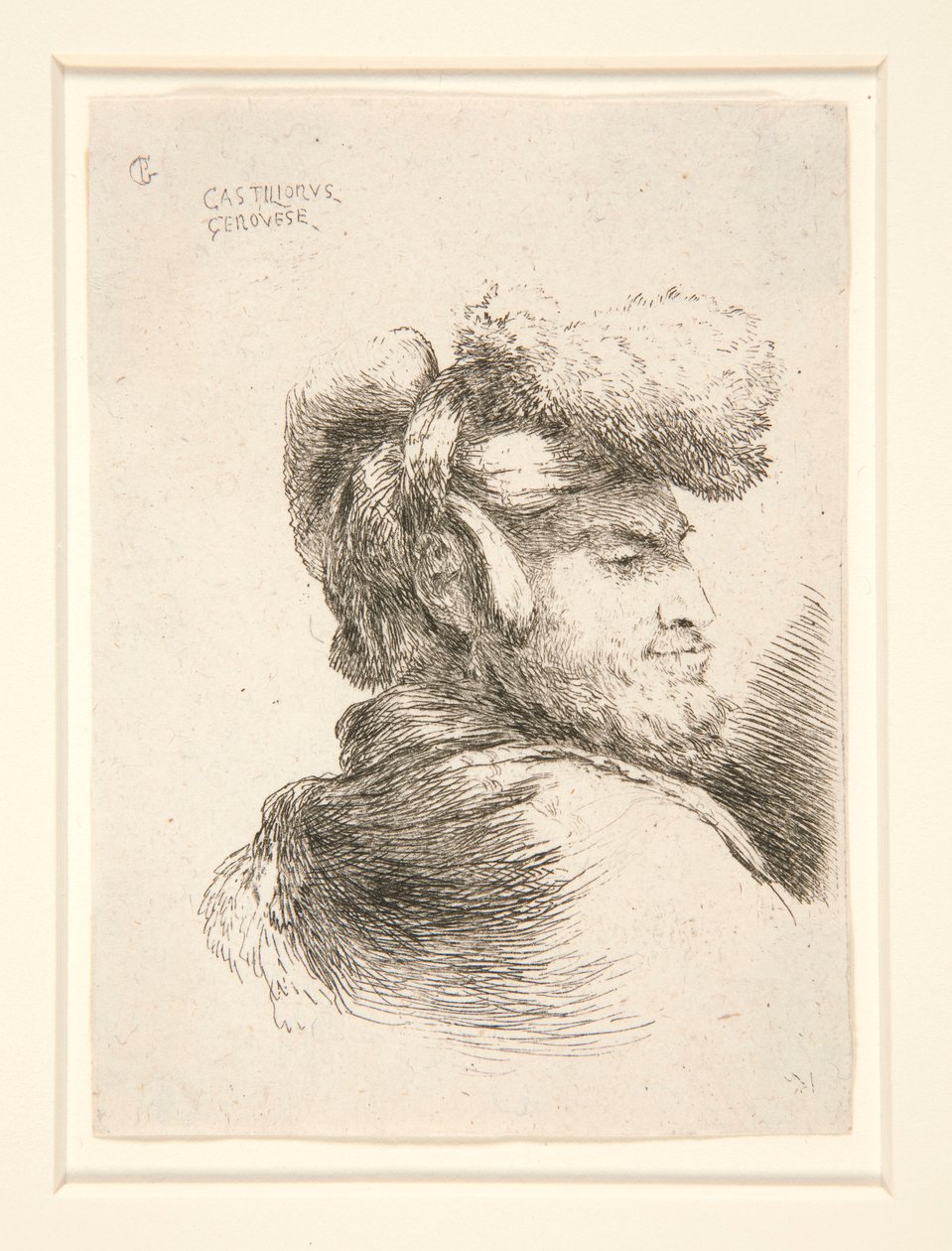 Um Homem de Perfil, virado para a direita, da série Les petites tetes d de Giovanni Benedetto Castiglione