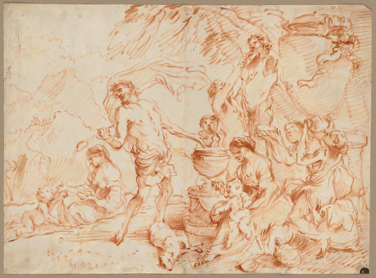 Bacanal antes de um Herm de Giovanni Benedetto Castiglione