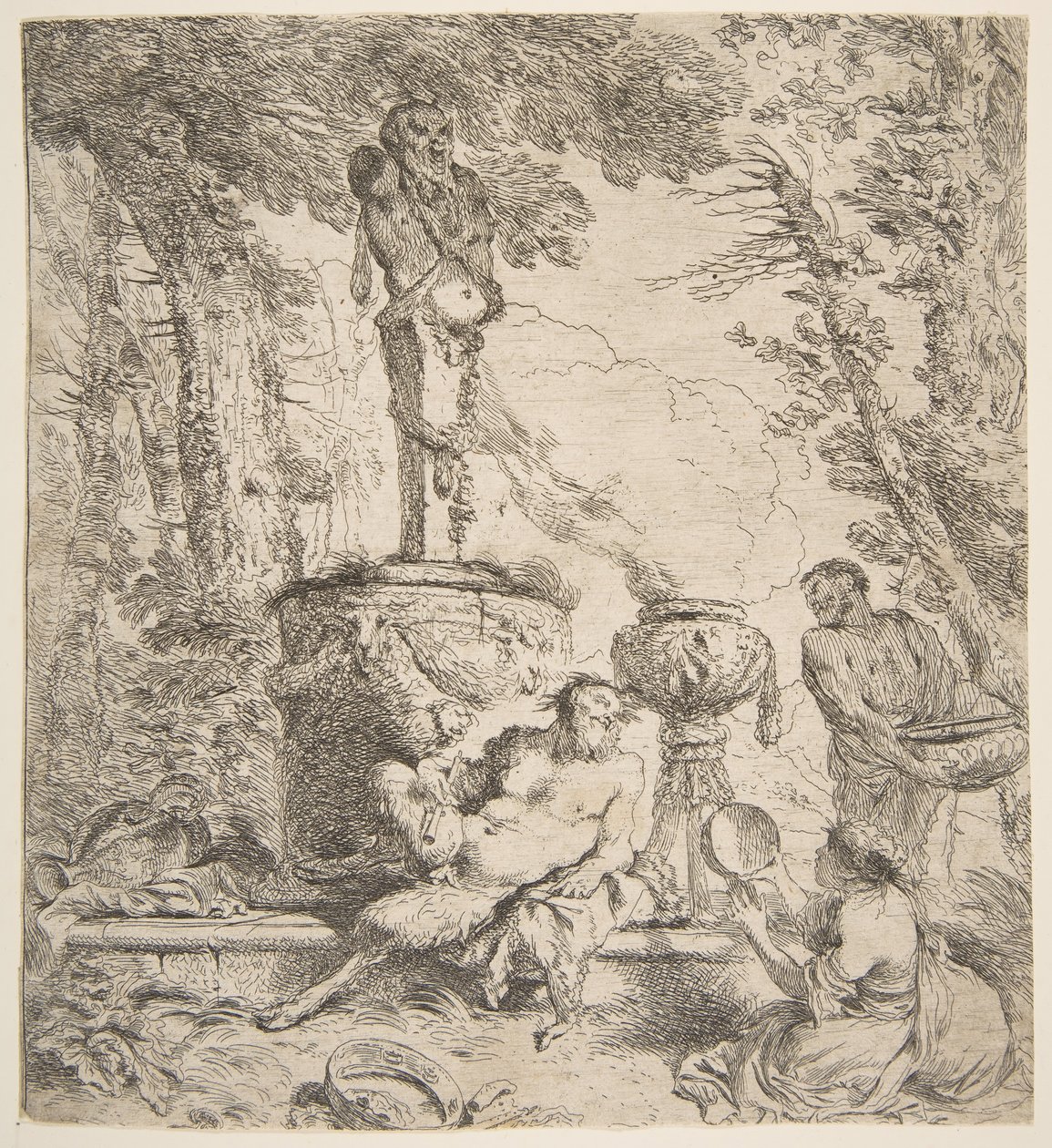 Bacanal diante de um altar aos deuses, ca. 1645 de Giovanni Benedetto Castiglione