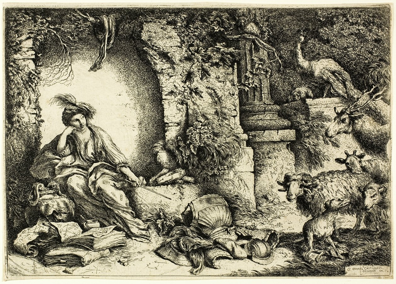 Circe com os companheiros de Ulisses transformados em animais de Giovanni Benedetto Castiglione