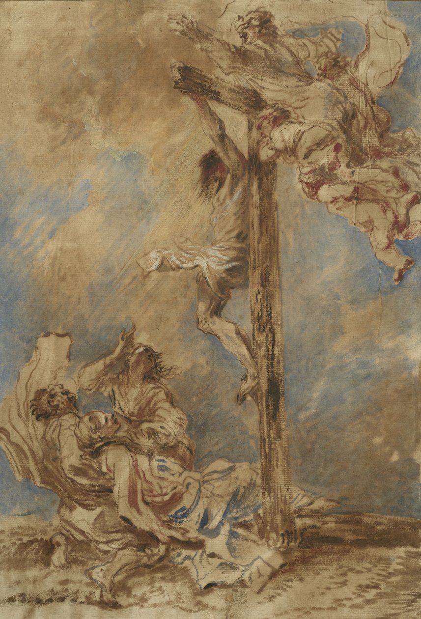 Crucificação com a Virgem, Santos João e Maria Madalena e Deus Pai, c.1651 de Giovanni Benedetto Castiglione