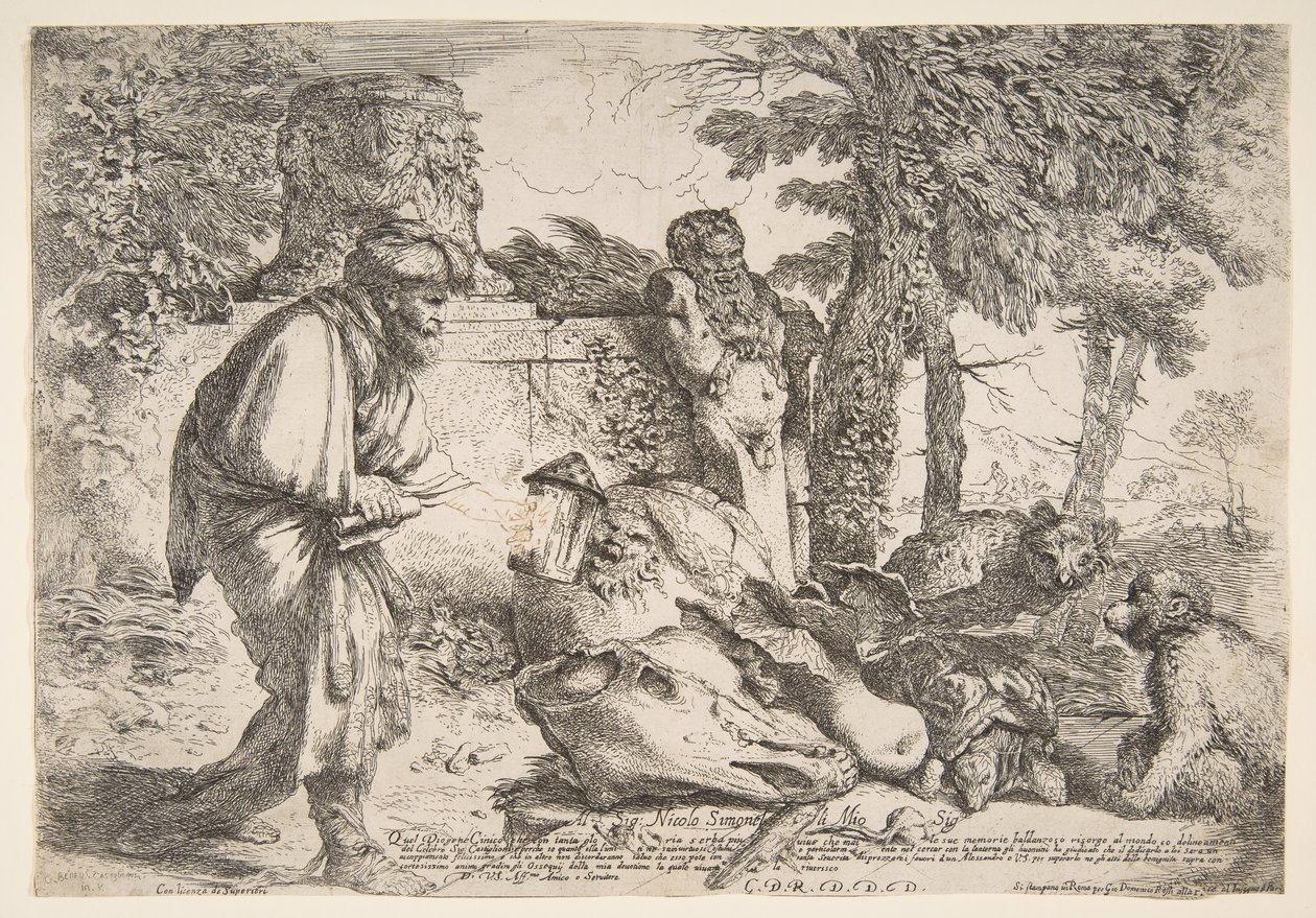 Diógenes à procura de um homem honesto, ca. 1645-47. de Giovanni Benedetto Castiglione