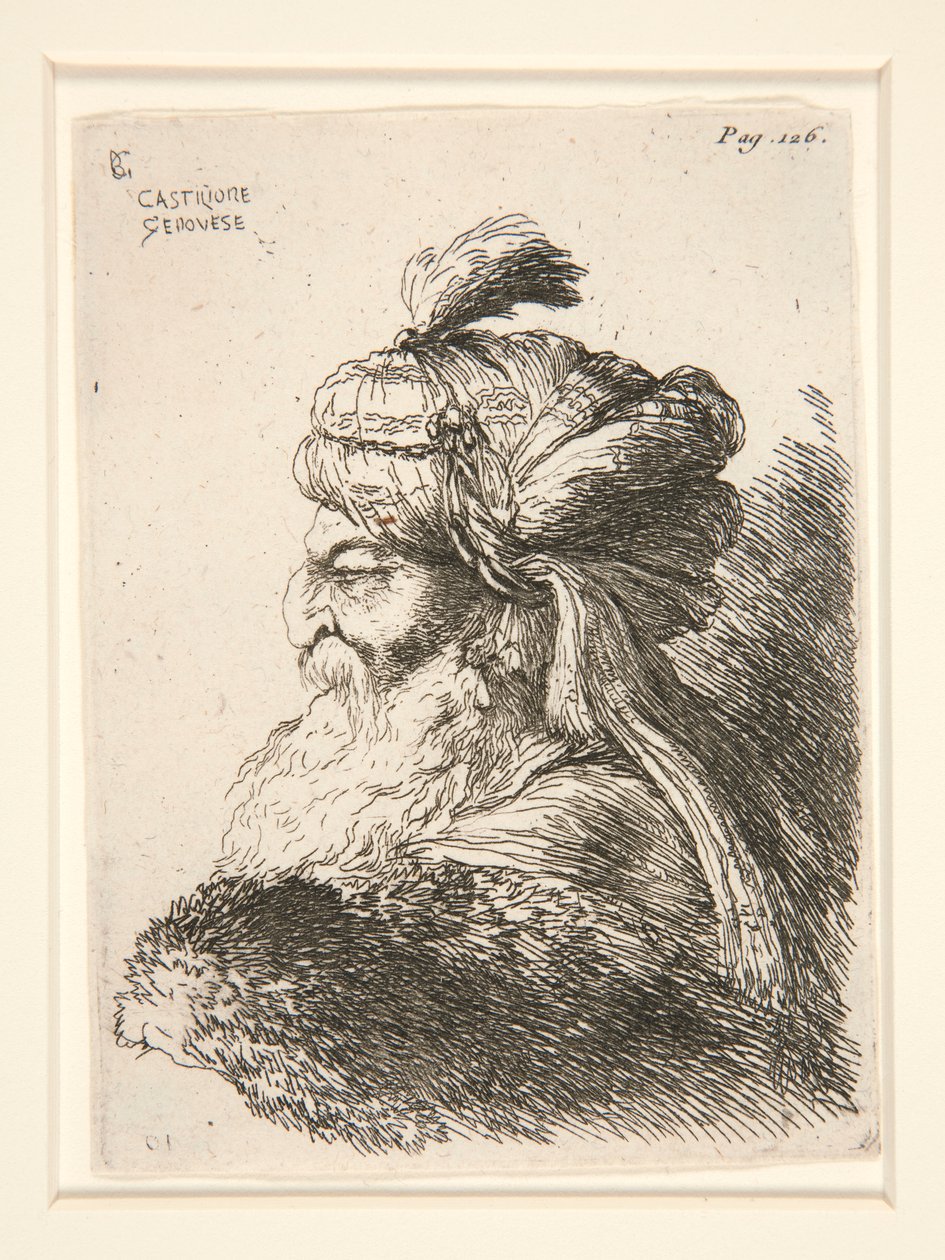 Figura voltada para a esquerda, da série Pequenos Estudos de Cabeças de Giovanni Benedetto Castiglione