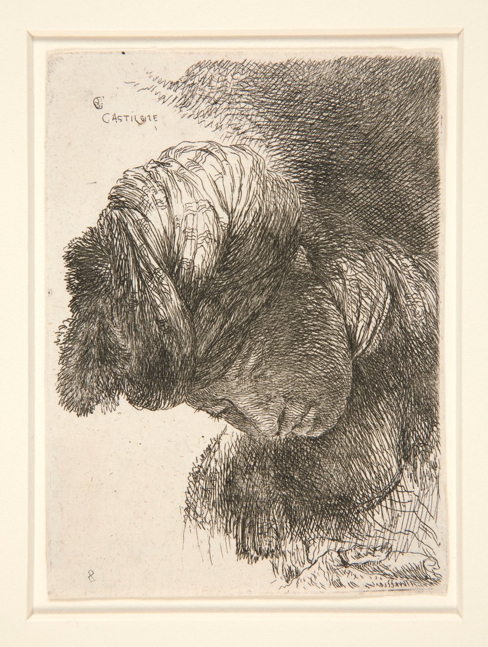 Figura com a Cabeça Abaixada, da série Pequenos Estudos de Cabeças de Giovanni Benedetto Castiglione