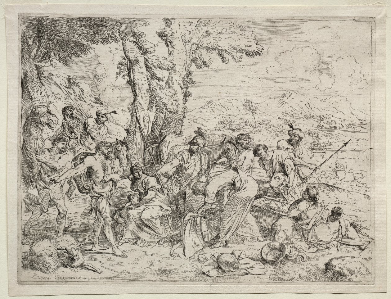Labão à procura de ídolos na bagagem Rachels, c. 1635 de Giovanni Benedetto Castiglione