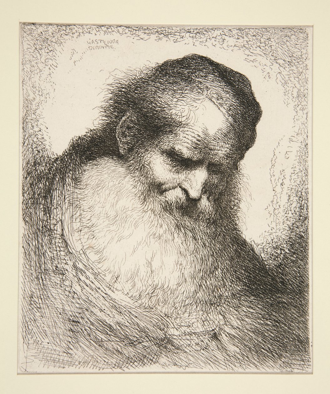 Velho com a barba virada para a frente (da Série de Grandes Cabeças Orientais) de Giovanni Benedetto Castiglione