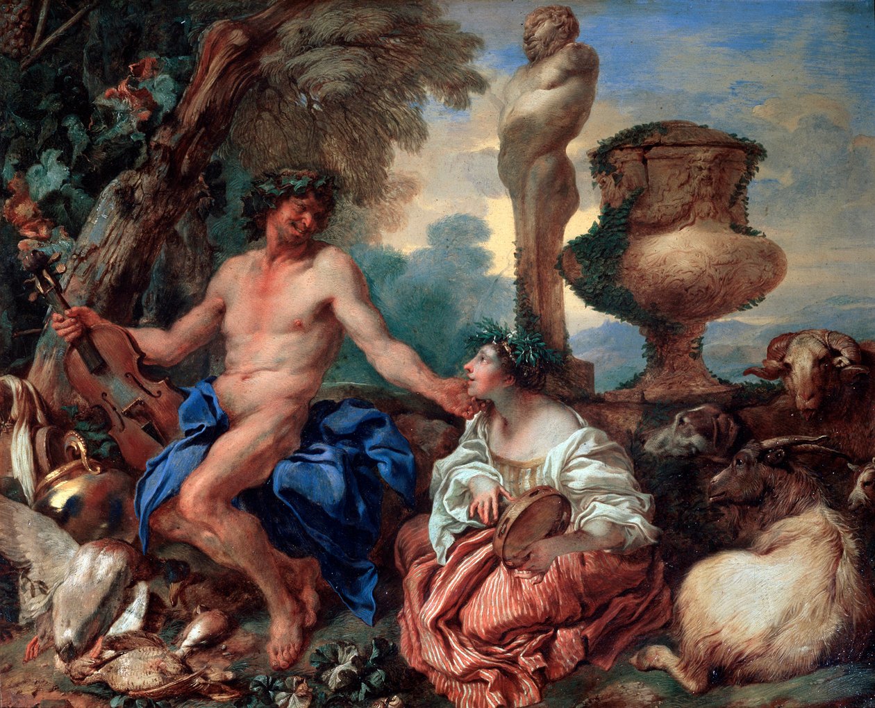 Cena pastoral. Fauno e Pastora, década de 1650. de Giovanni Benedetto Castiglione