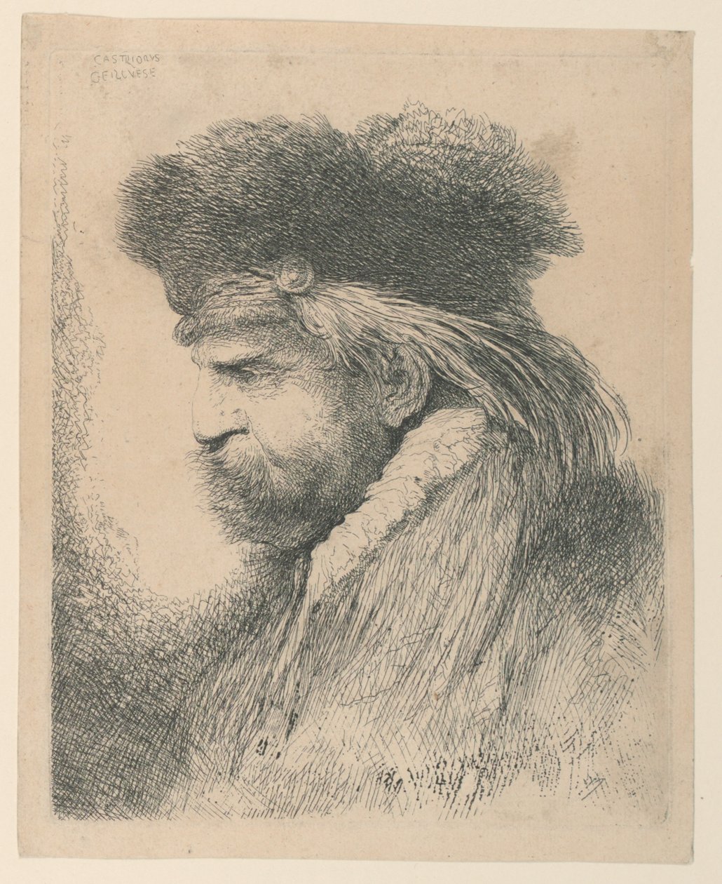 Retrato de um homem com um gorro de pele de Giovanni Benedetto Castiglione