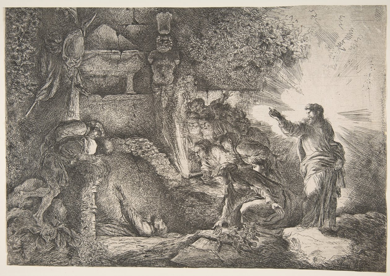 Ressurreição de Lázaro, 1645-1650. de Giovanni Benedetto Castiglione