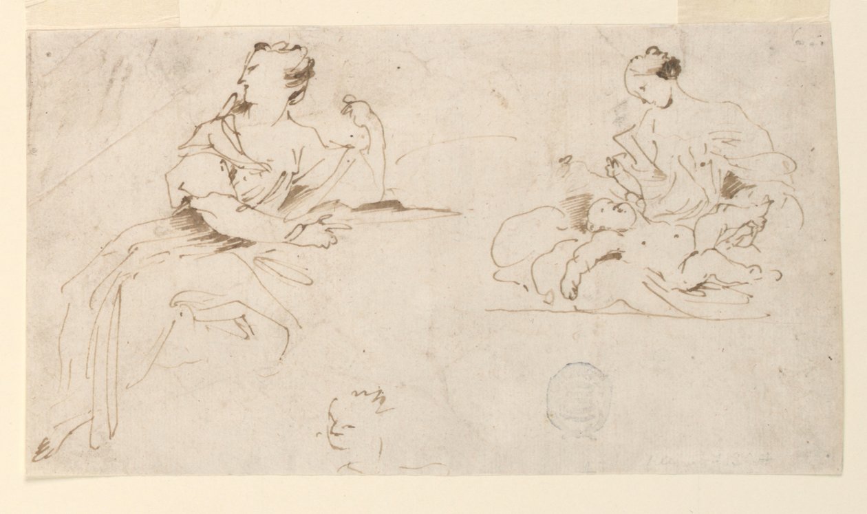 Mulher sentada, mãe e filho de Giovanni Benedetto Castiglione