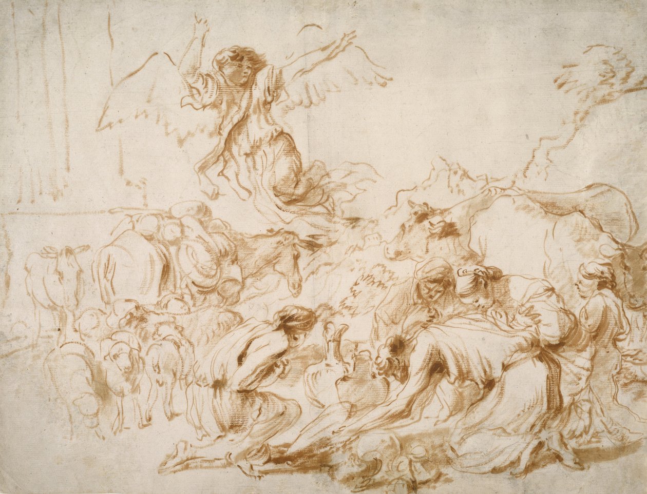 O anjo que parte da família de Tobit, c.1655 de Giovanni Benedetto Castiglione