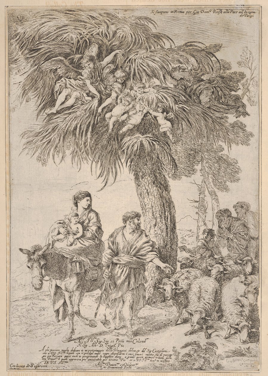 A Sagrada Família em sua fuga para o Egito, ca. 1647 de Giovanni Benedetto Castiglione