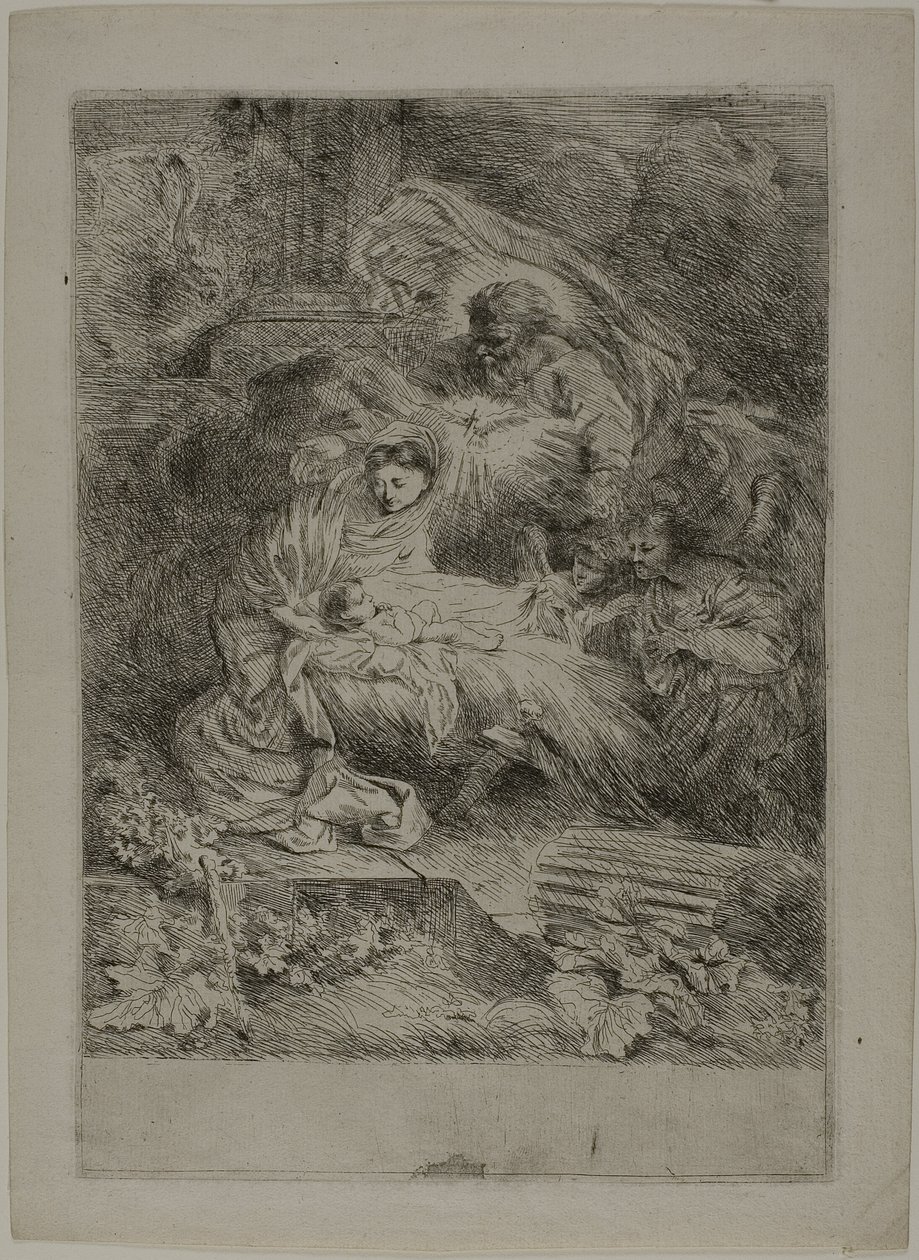 A Natividade com Deus Pai e Anjos de Giovanni Benedetto Castiglione