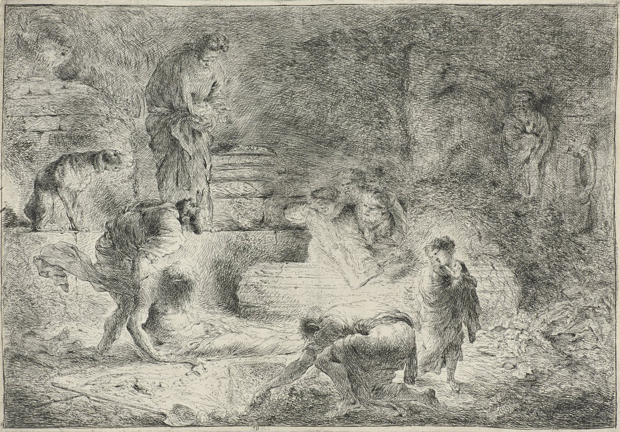 Tobit enterrando os mortos, c.1647-51 de Giovanni Benedetto Castiglione