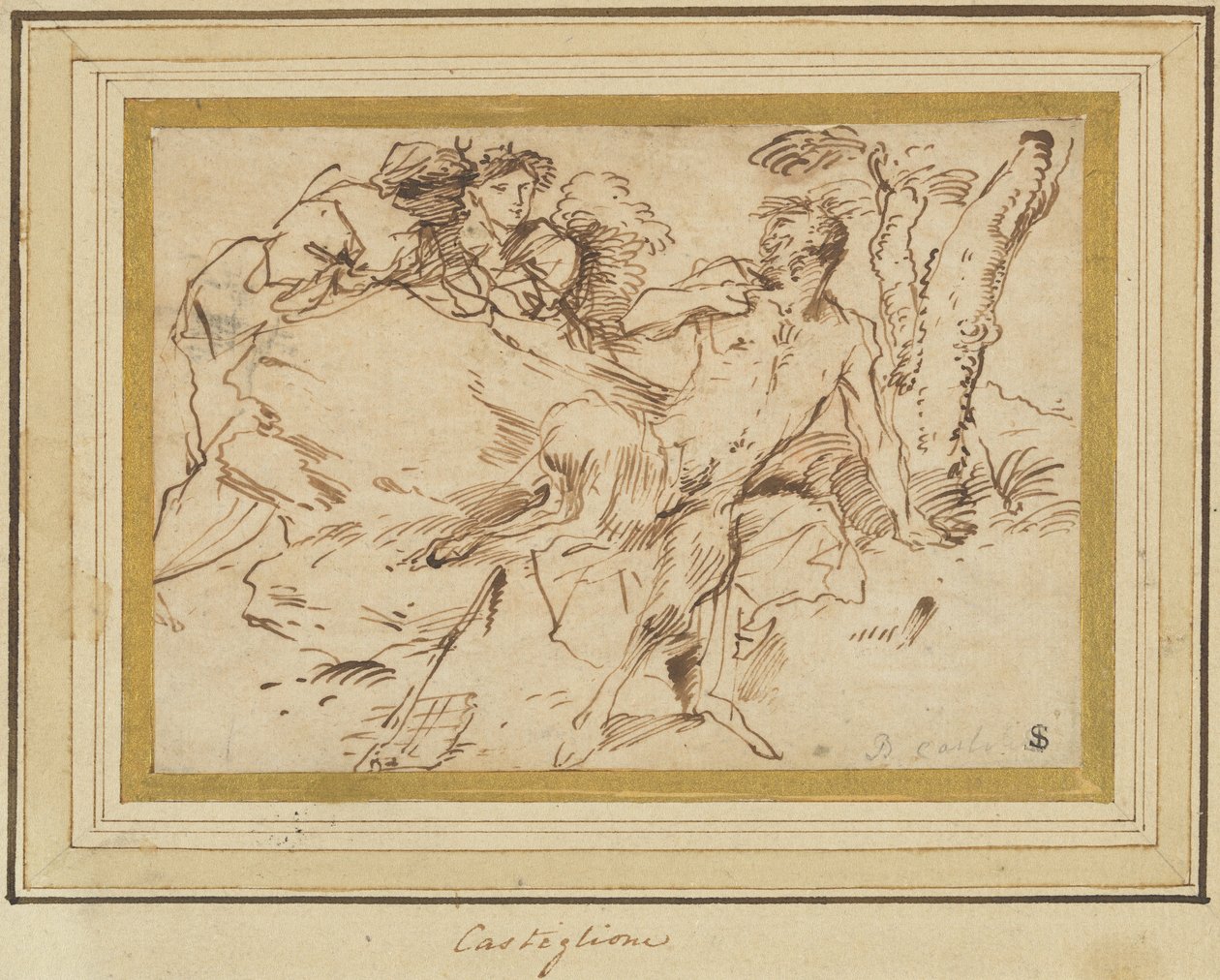 Duas ninfas e um sátiro de Giovanni Benedetto Castiglione