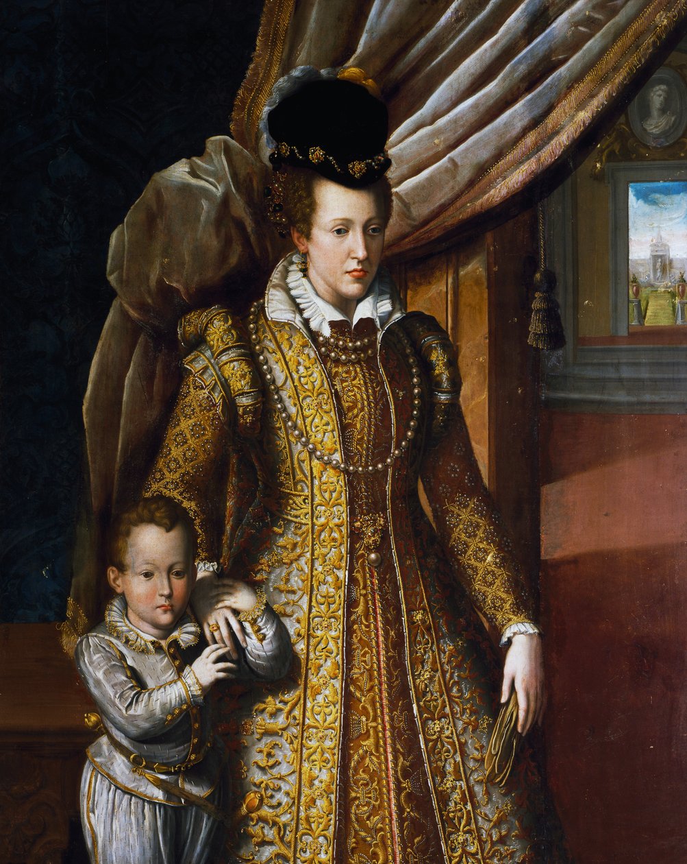 Retrato de Joana de Áustria, Grã-Duquesa da Toscana, por Giovanni Bizzelli, pintura de Giovanni Bizzelli