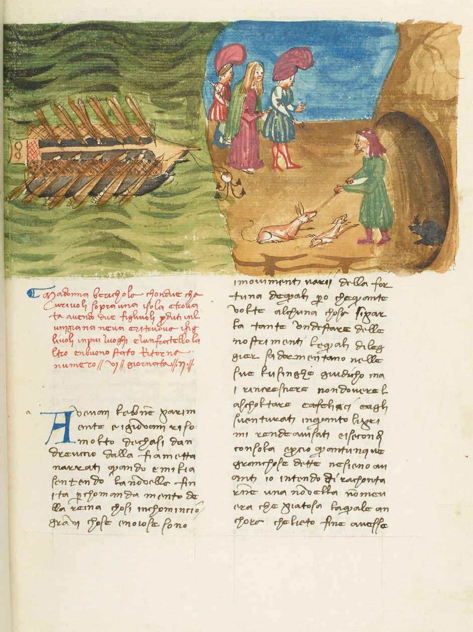 Decameron, Beritola - Corrado II di Villafranca descobrindo Beritola , Segundo dia, conto 6. de Giovanni Boccaccio