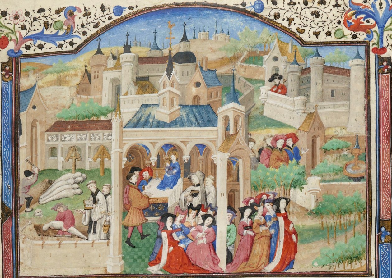 Decameron, Partida dos contadores de histórias de Decameron de Florença de Giovanni Boccaccio