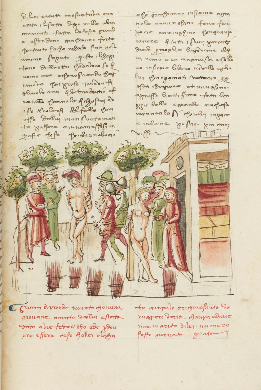 Decameron, O jovem cativo - Restituta Bolgaro e Giari di Procida no pelourinho , Quinto dia, conto 6. de Giovanni Boccaccio