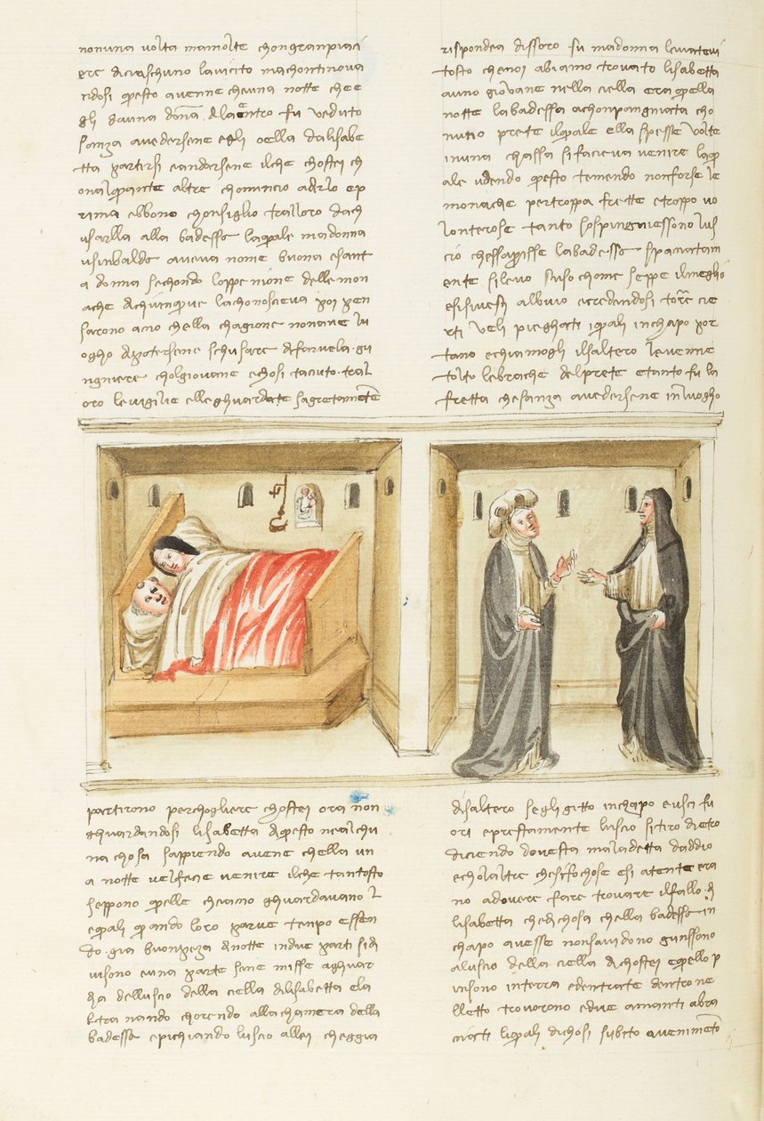 Decameron, A freira; Isabetta e o seu amante; Isabetta perante a abadessa , Nono dia, conto 2. de Giovanni Boccaccio