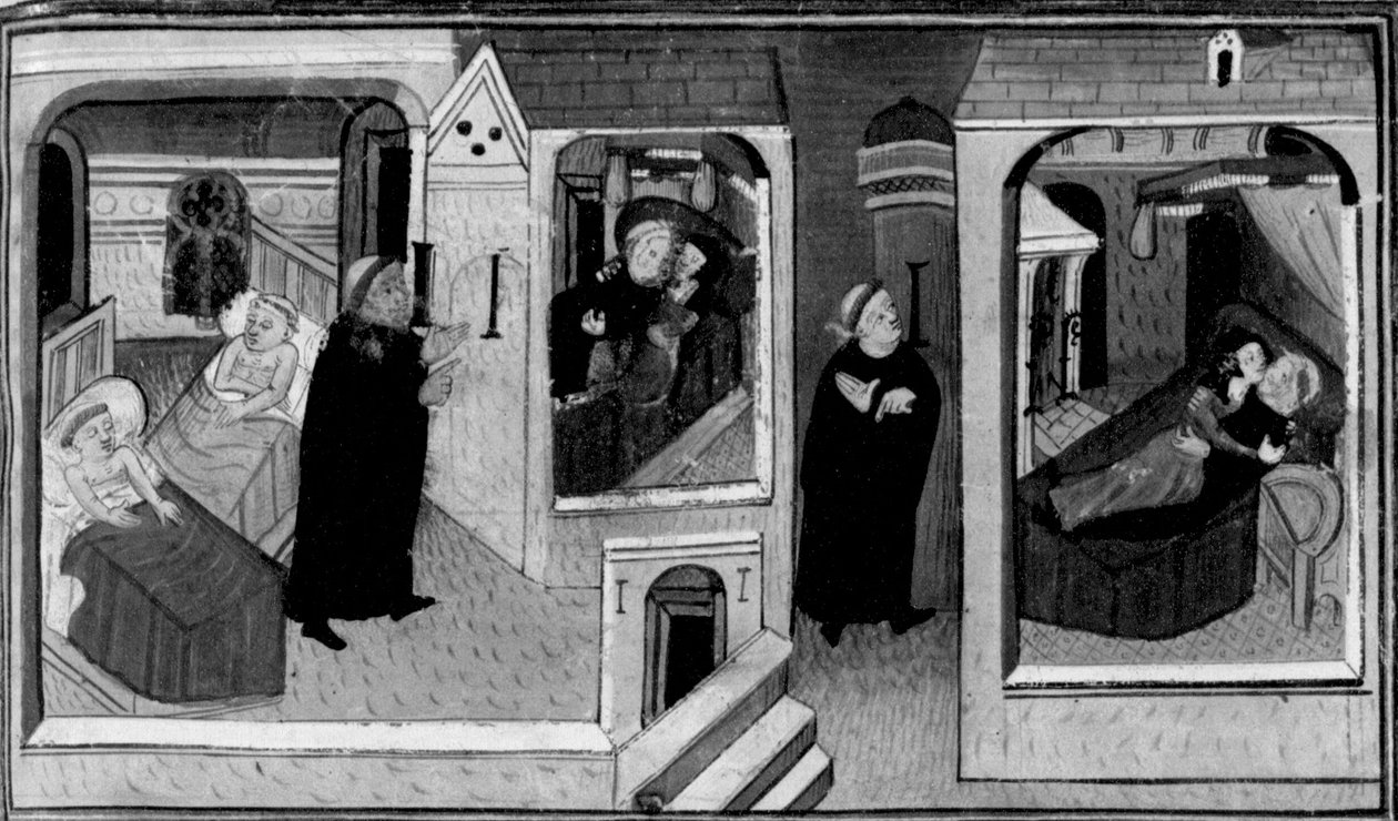 Decameron, O abade espia o monge na sua cela; o monge, por sua vez, espia o abade. Primeiro dia, notícia 4. de Giovanni Boccaccio