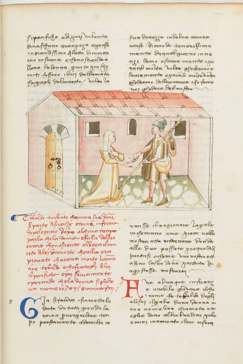 Decameron, O mordomo arménio - Tedaldo degli Elisei disfarçado e reunido com Ermellina, Quinto dia, conto 7. de Giovanni Boccaccio