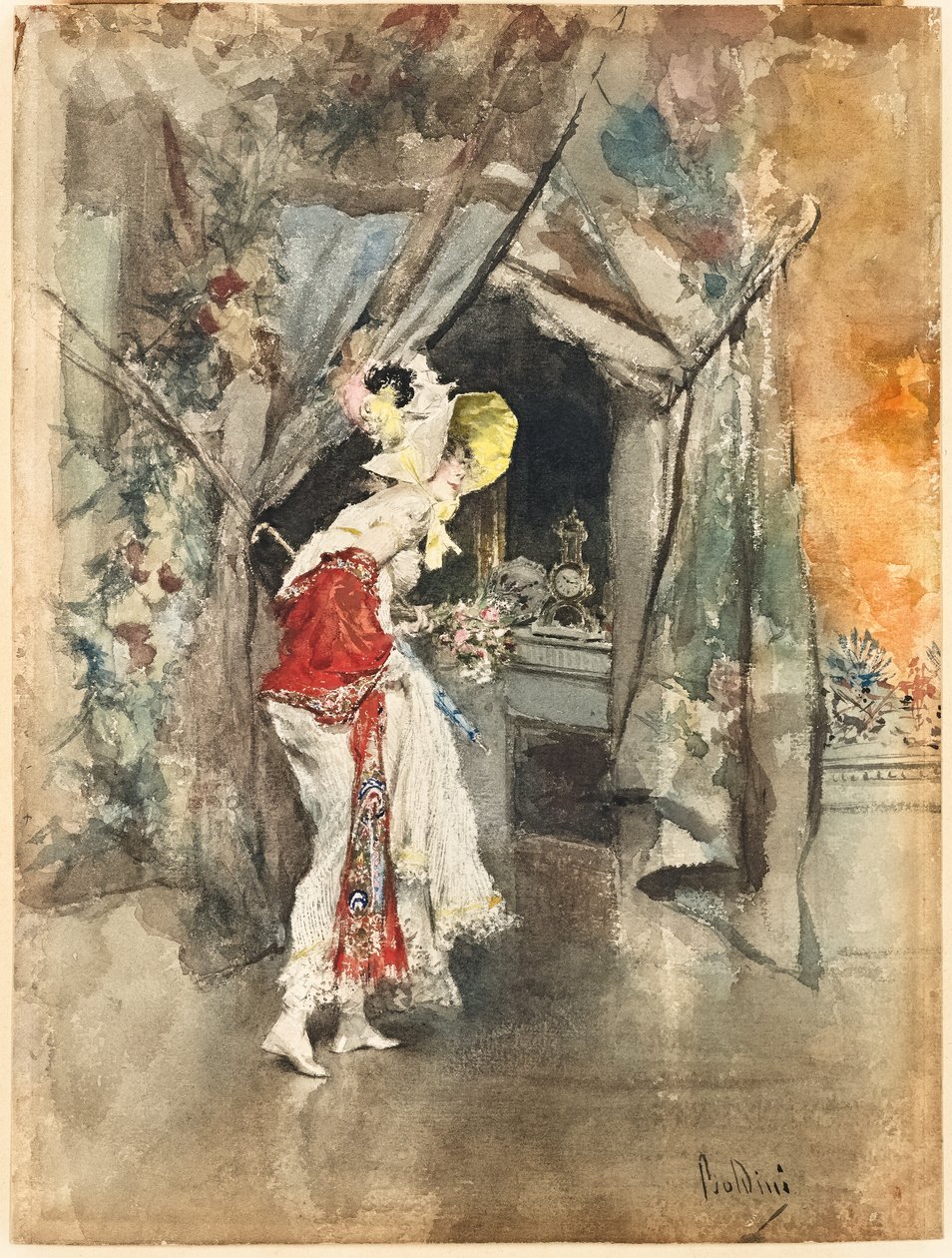 Uma mulher elegante em um interior, c. 1873 de Giovanni Boldini