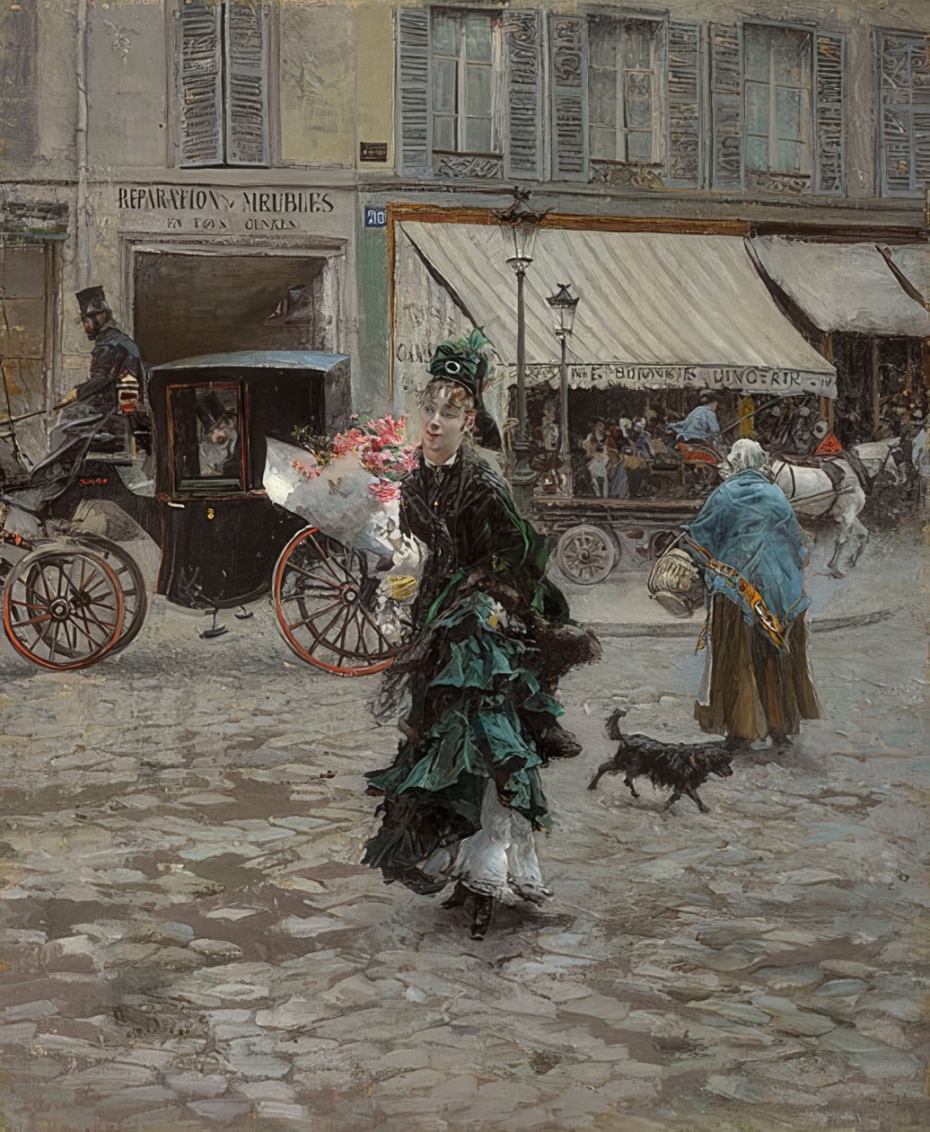 Ao atravessar a rua. 1873 75 de Giovanni Boldini
