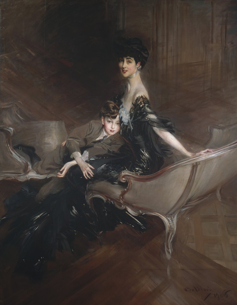 Consuelo Vanderbilt, duquesa de Marlborough e seu filho, Lord Ivor Spencer-Churchill, 1906 de Giovanni Boldini