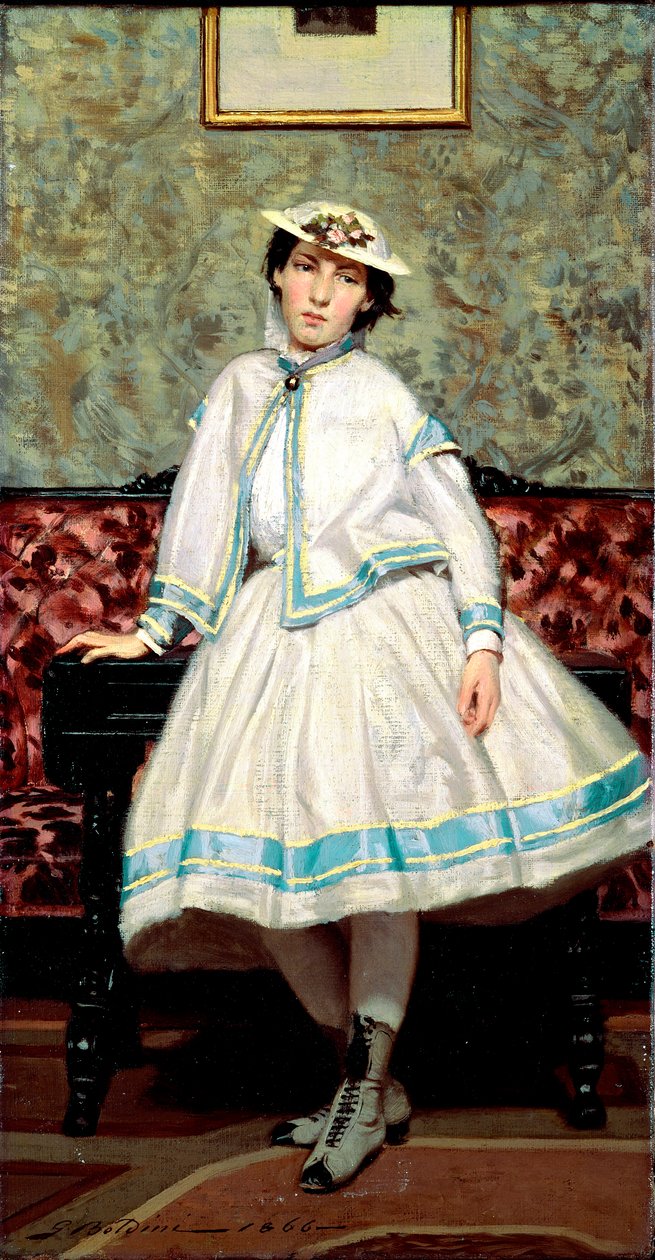 Retrato de Alade Banti em branco. Pintura de Giovanni Boldini (1842-1931) de Giovanni Boldini