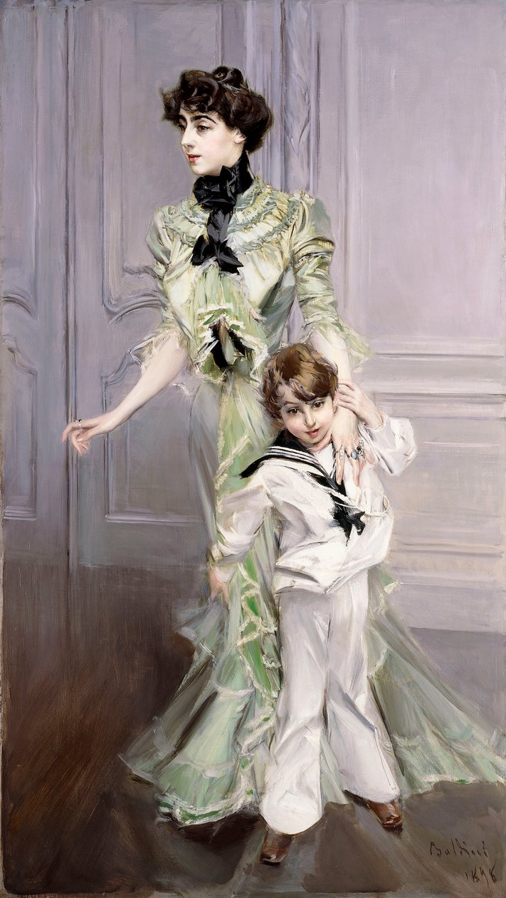 Retrato de Madame Hugo e seu filho, 1924 de Giovanni Boldini