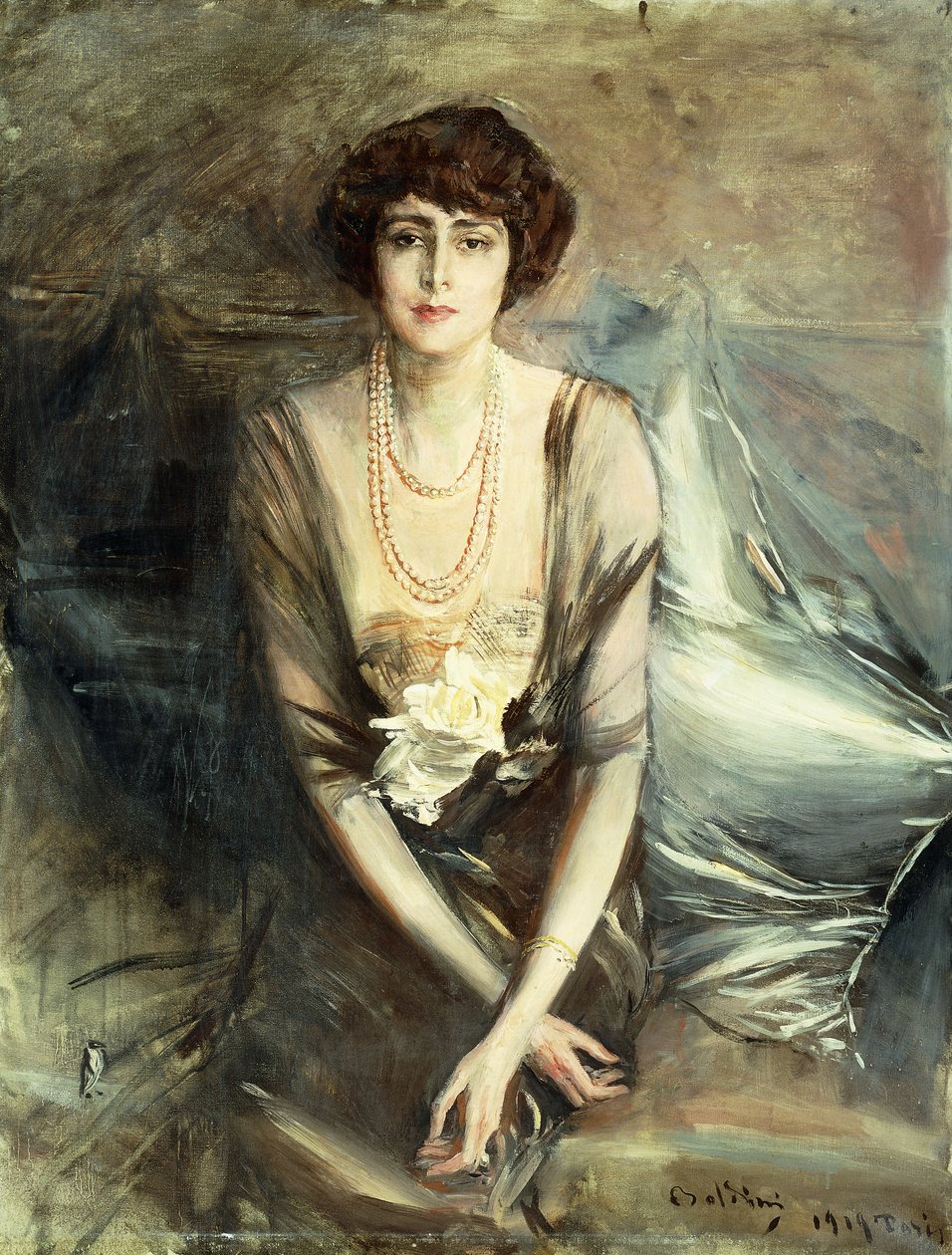 Retrato da Sra. George McFadden sentado, três quartos, 1919 de Giovanni Boldini