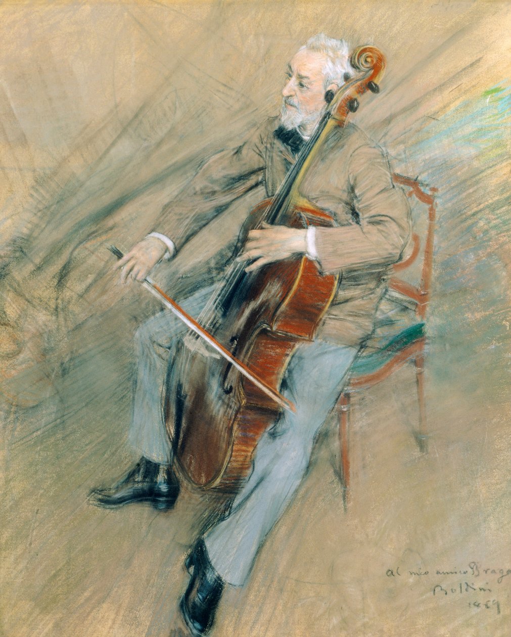 Retrato do violoncelista Gaetano Braga de Giovanni Boldini