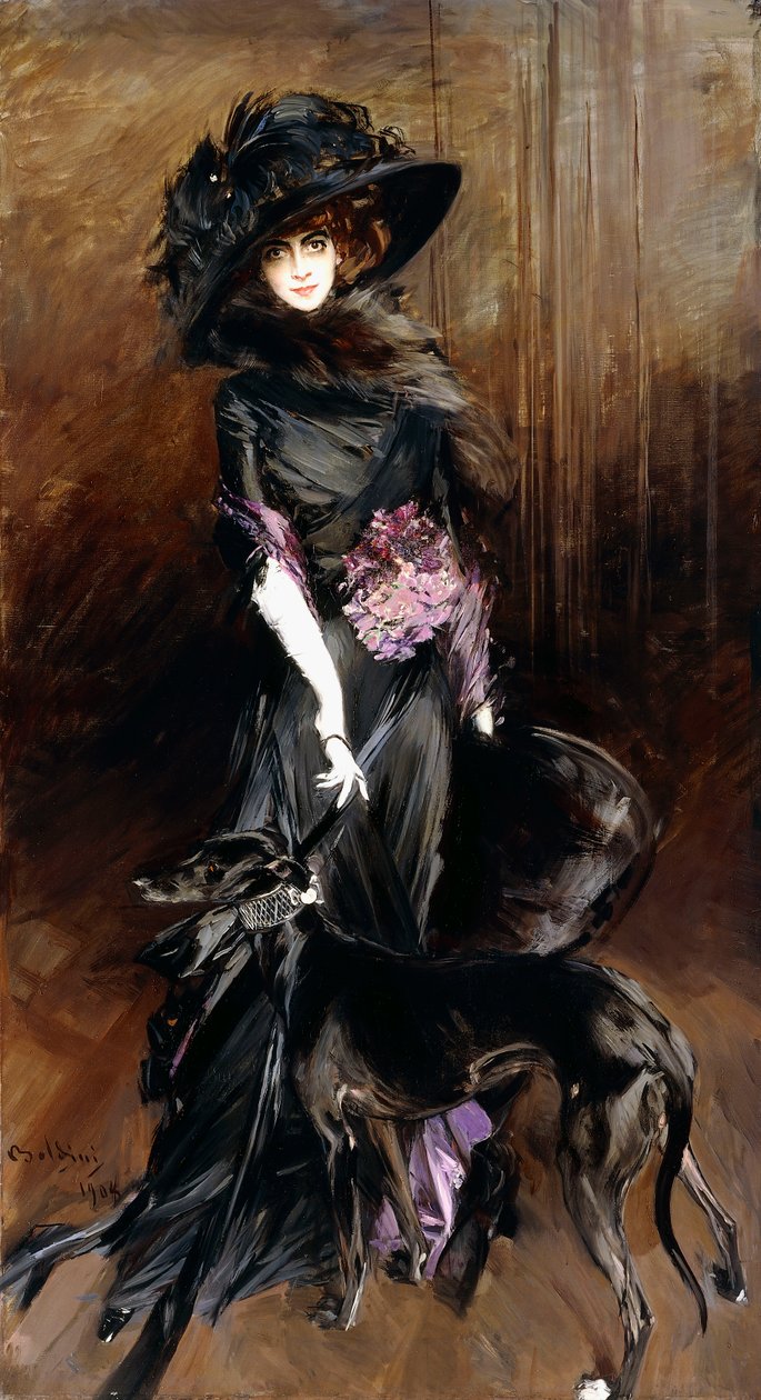 Retrato da Marchesa Luisa Casati, com um galgo, 1908 de Giovanni Boldini