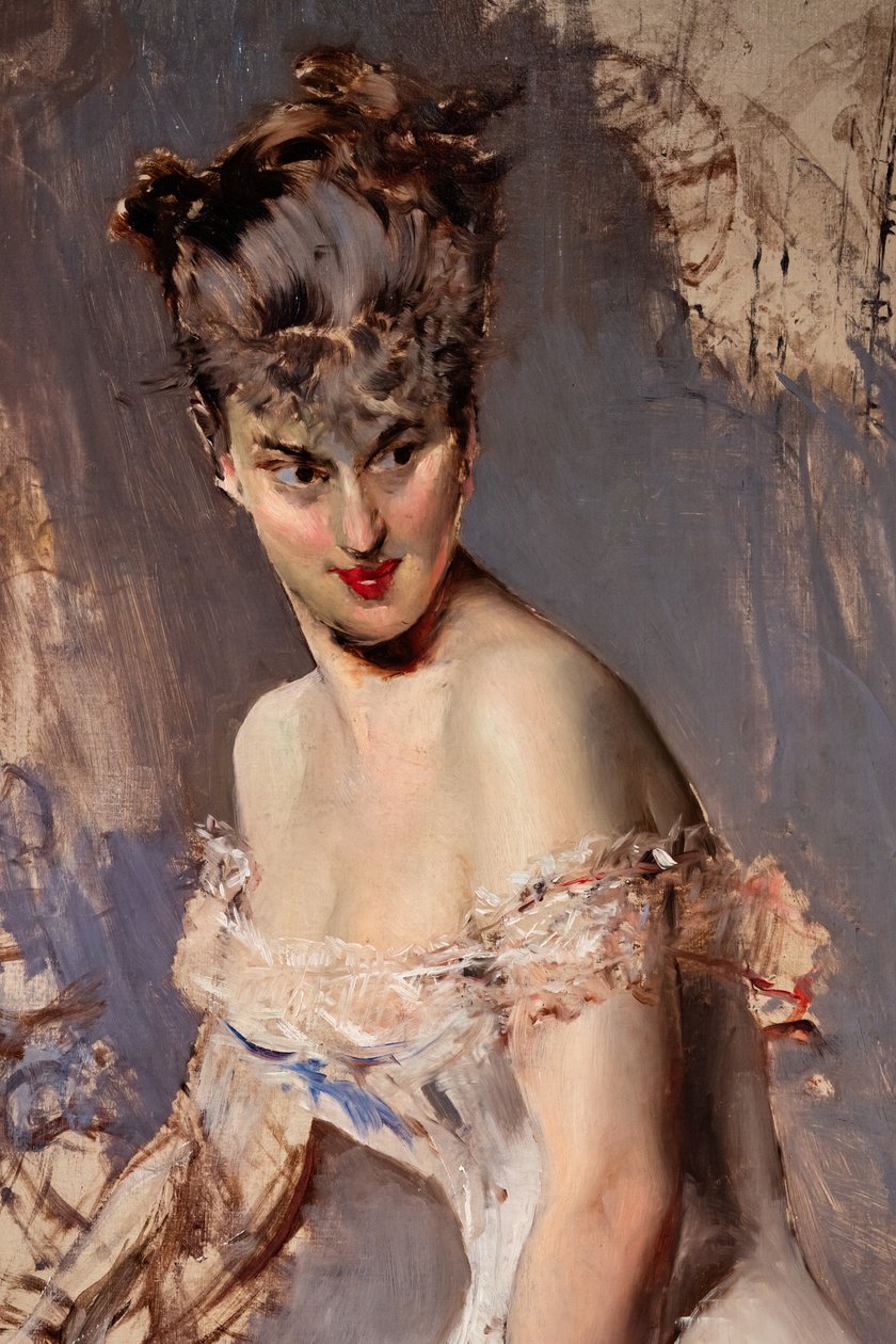 Retrato da actriz Alice Regnault, detalhe de Giovanni Boldini