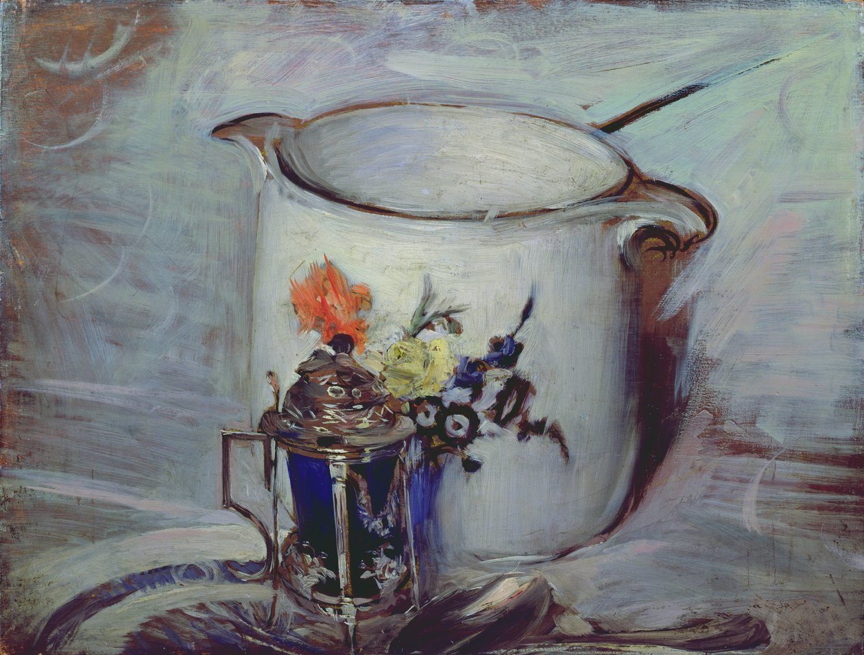 Natureza morta com pote de mostarda e jarro de Giovanni Boldini