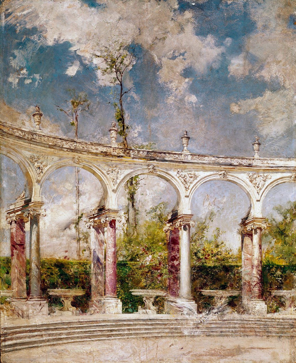 O Colonnade em Versalhes Pintura de Giovanni Boldini (1842-1931) 1889 Sol. 64x52 cm Pistoia, Coleção Boldini de Giovanni Boldini