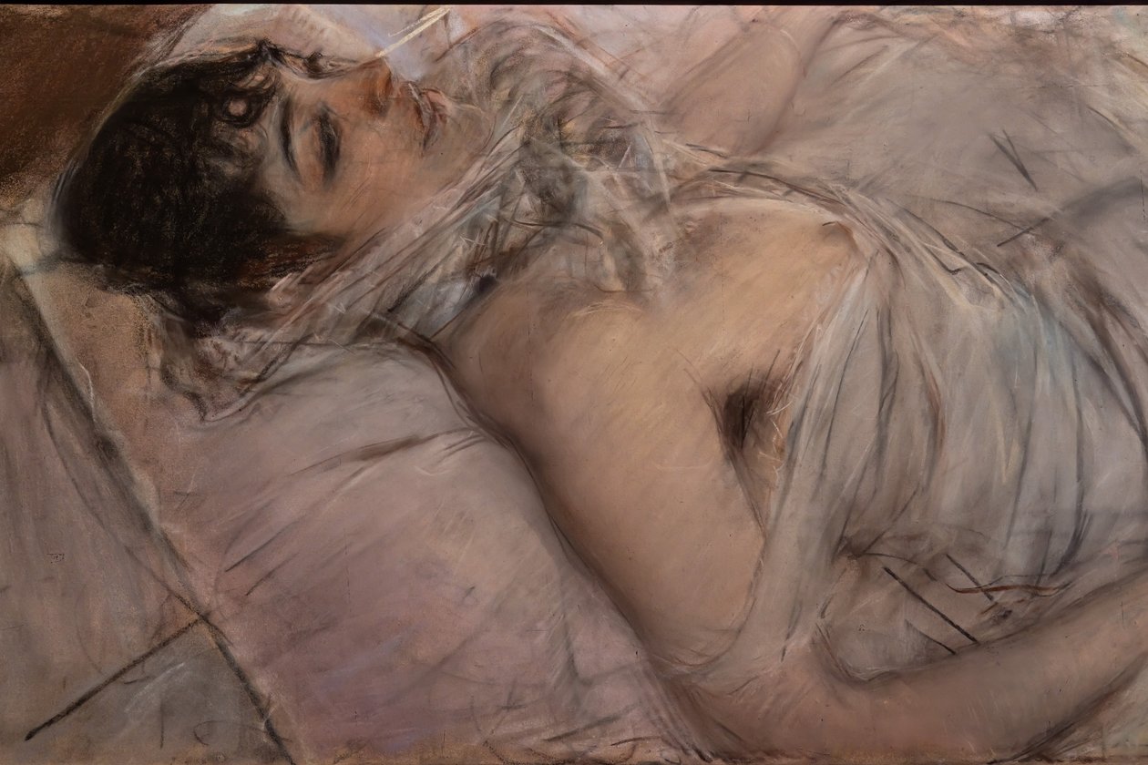 A Condessa de Rasty Reclining, detalhe de Giovanni Boldini