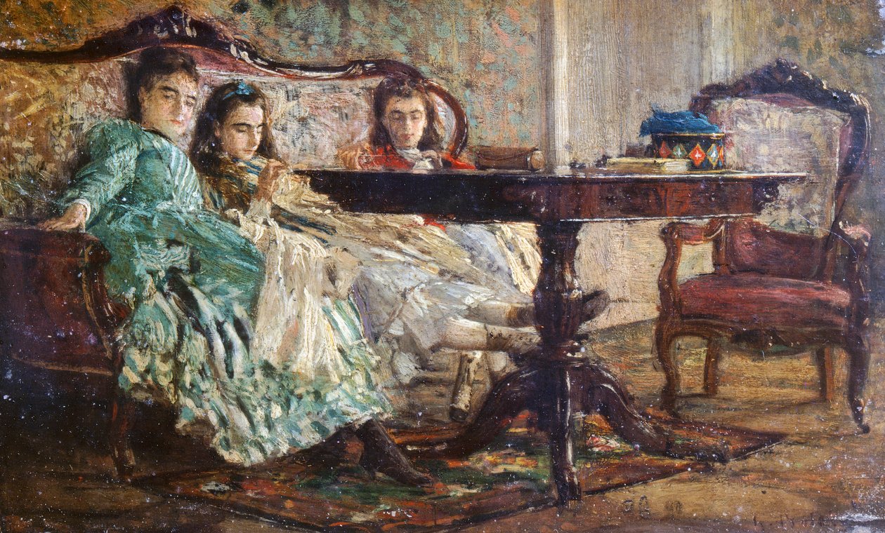 As Irmãs Laskaraki de Giovanni Boldini (1842-1931), óleo sobre madeira de Giovanni Boldini