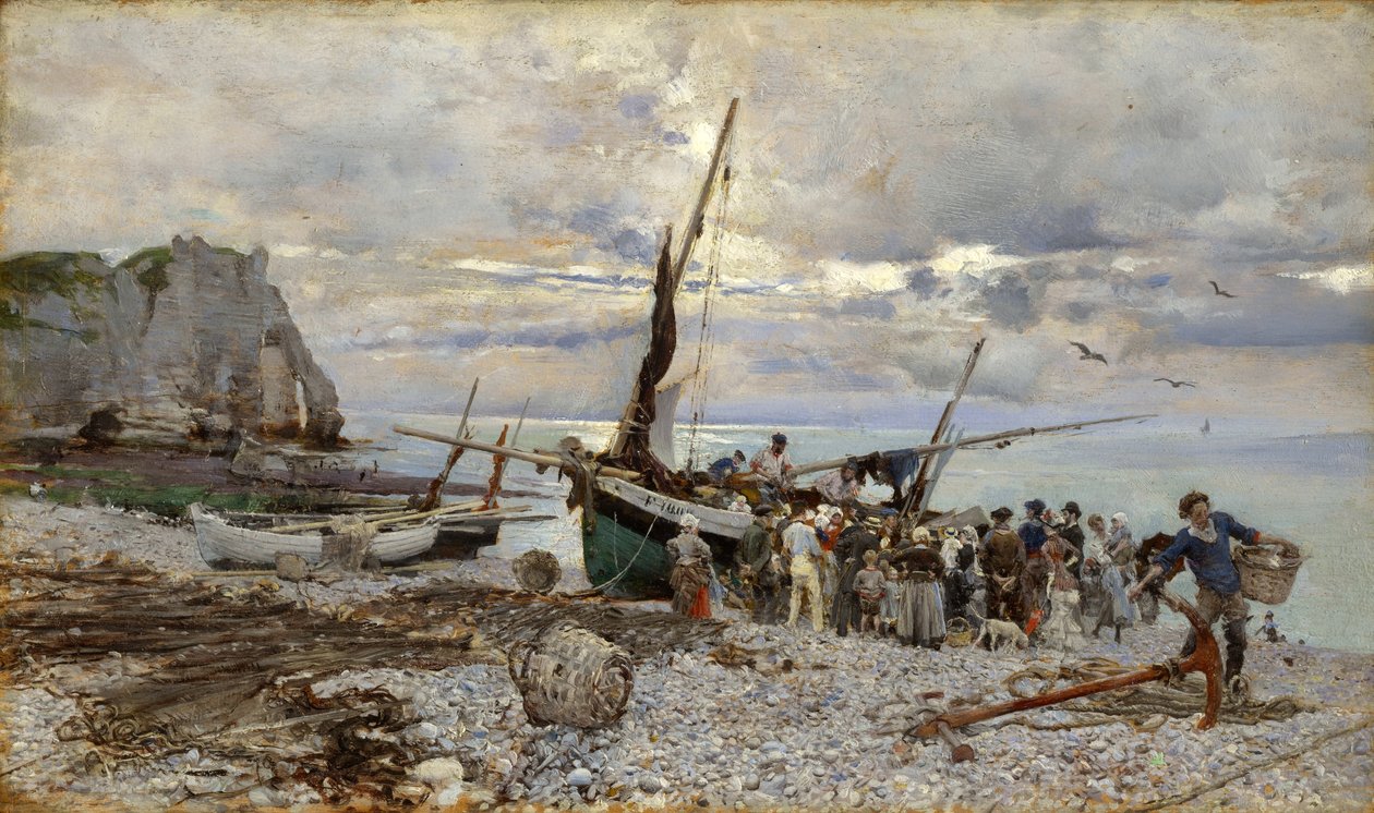O retorno dos barcos de pesca, Etretat, 1879 de Giovanni Boldini