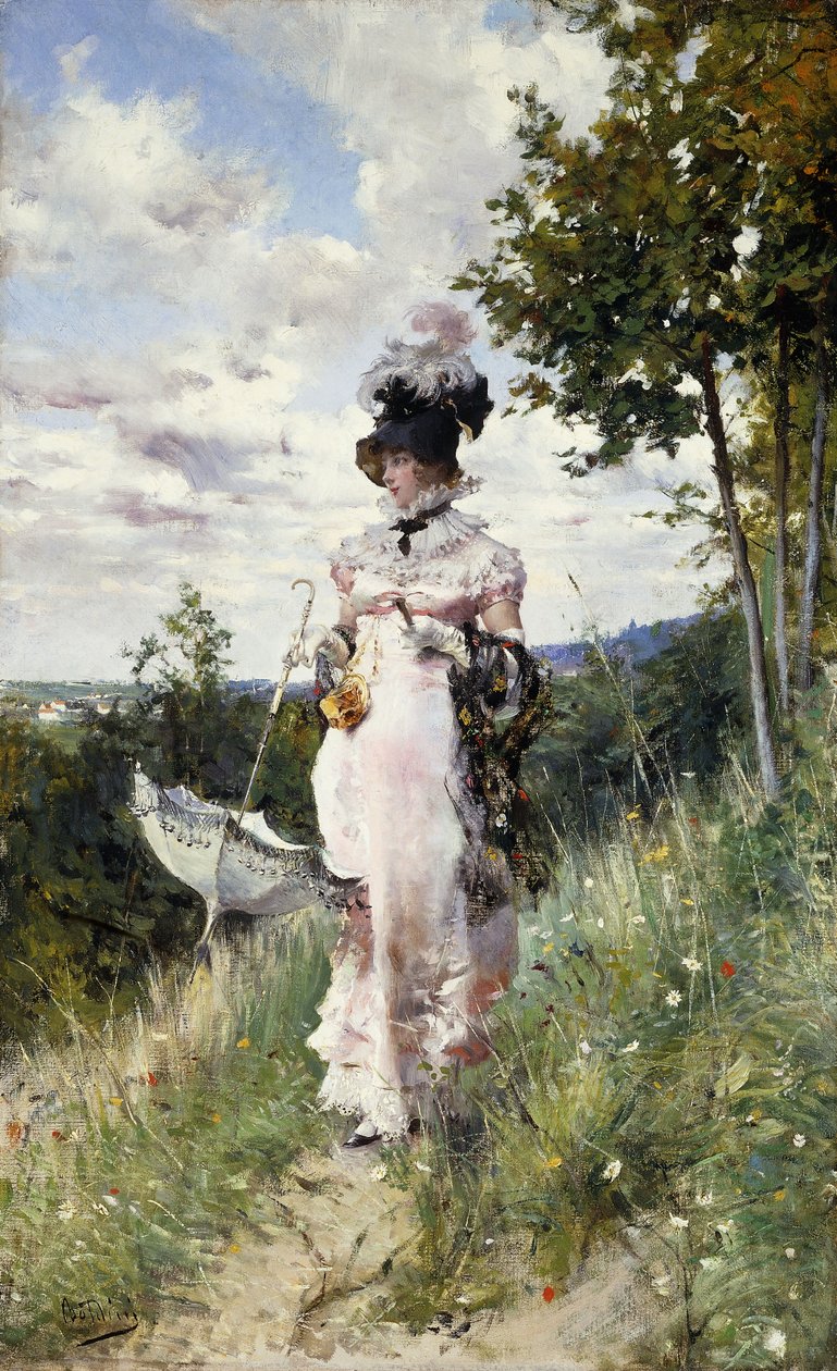 O passeio de verão, 1873 de Giovanni Boldini