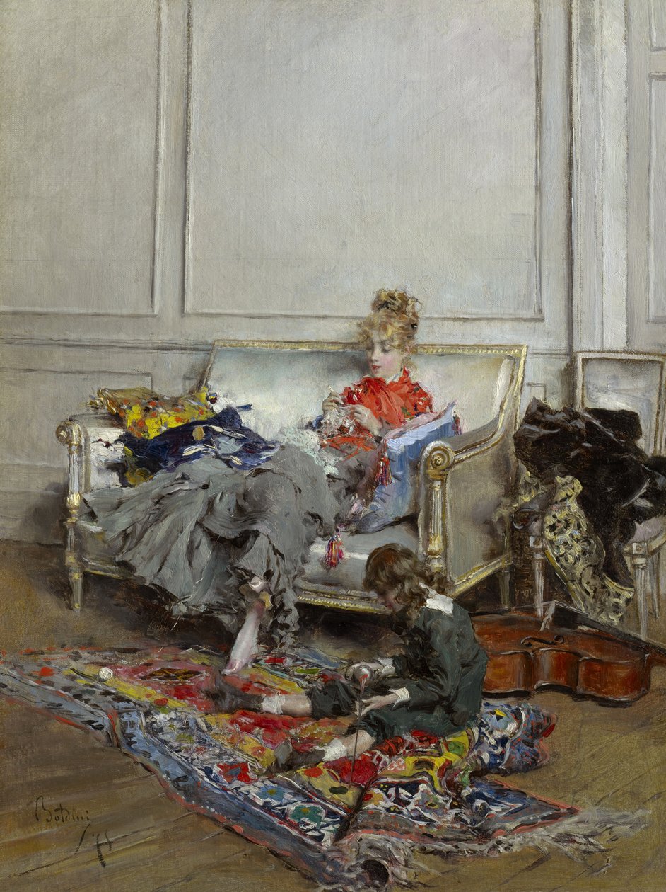 Croché de mulher jovem, 1875 de Giovanni Boldini