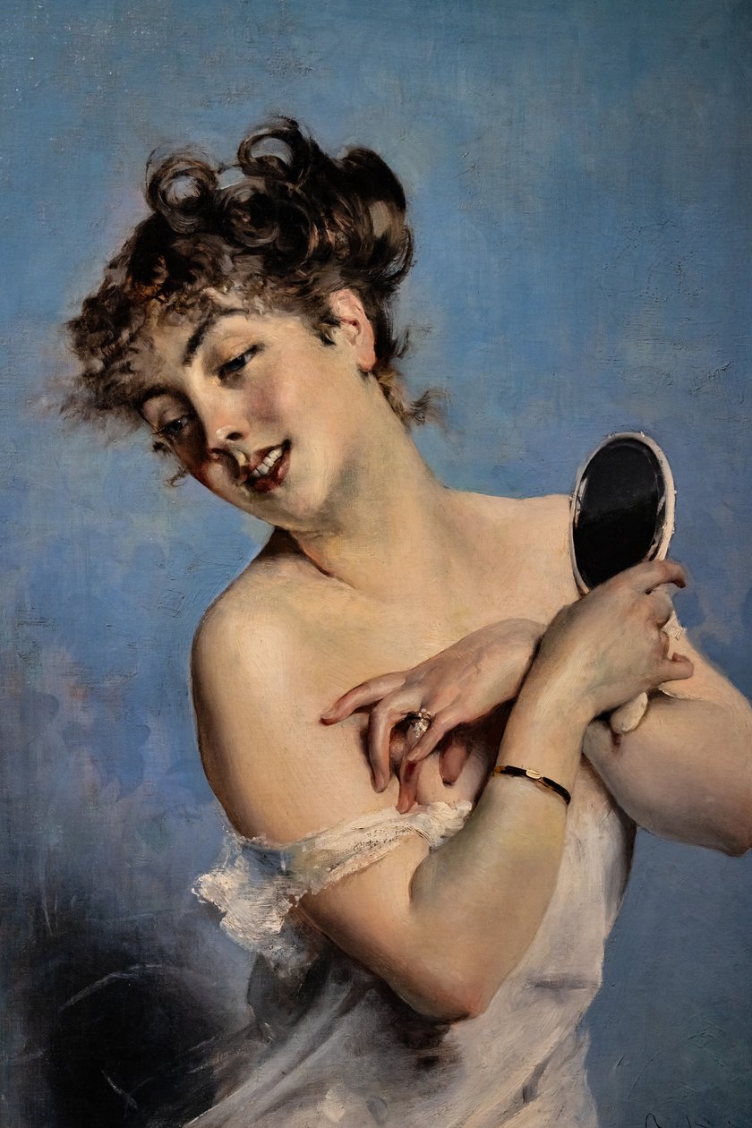Jovem Mulher em Déshabillé, detalhe de Giovanni Boldini