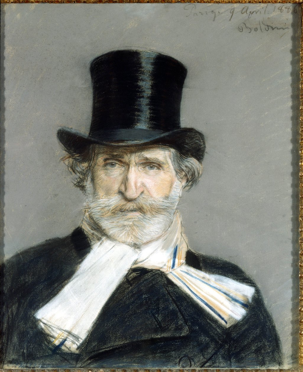 retrato de Giuseppe Verdi em 1886. Dessin de Giuseppe Boldini (1842-1931). Roma. Galleria D
