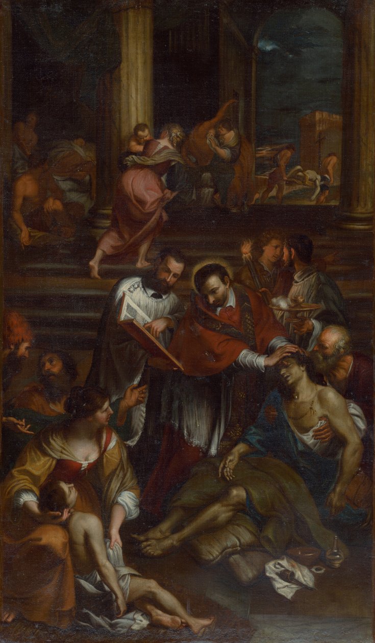 São Carlos Borromeo entre as vítimas da peste, segunda metade do século XVII. de Giovanni Bonatti