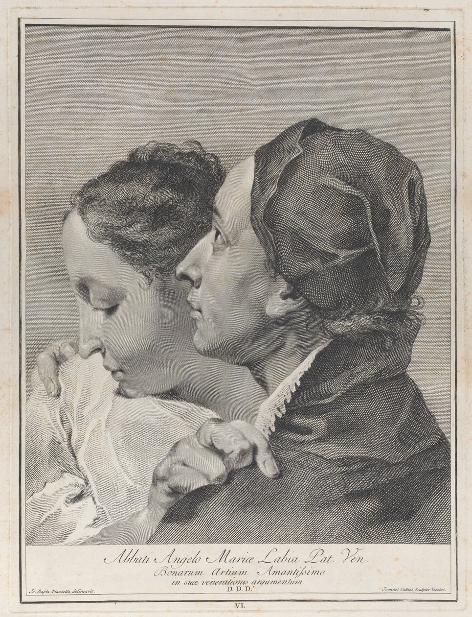 Um jovem abraçando uma garota, 1743. de Giovanni Cattini